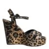 Dolce & Gabbana Brown Leopard Wedges Ankle Strap Sandals Women's Shoes -Lux Lair Store 8464204