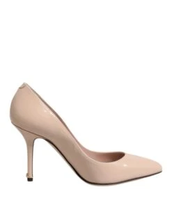 Dolce & Gabbana Beige Patent Leather Stiletto Heel Pumps Women's Shoes