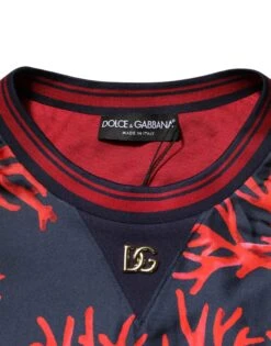 Dolce & Gabbana Navy Red Silk Coral Print Pullover Men's Sweater -Lux Lair Store 8488163