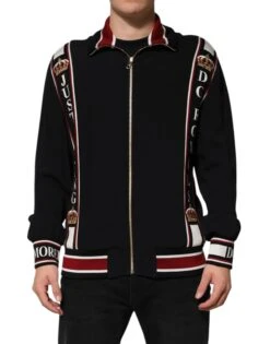 Dolce & Gabbana Black DG King Full Zip Sweatshirt Men's Sweater