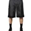 Dolce & Gabbana Gray Black Silk DG Logo Men Bermuda Men's Shorts -Lux Lair Store 8490722