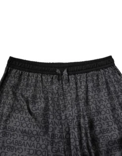Dolce & Gabbana Gray Black Silk DG Logo Men Bermuda Men's Shorts -Lux Lair Store 8490745