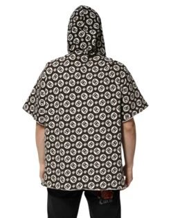 Dolce & Gabbana Brown White DG Logo Short Hoodie Men's Sweater -Lux Lair Store 8490891