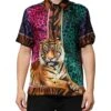 Dolce & Gabbana Multicolor Silk Tiger Print Hawaiian Men's T-shirt -Lux Lair Store 8499960