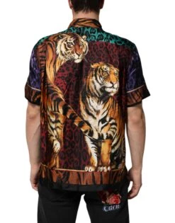Dolce & Gabbana Multicolor Silk Tiger Print Hawaiian Men's T-shirt -Lux Lair Store 8499962