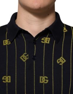 Dolce & Gabbana Black Logo Jacquard Knitted Polo Shirt Men's T-shirt -Lux Lair Store 8499968
