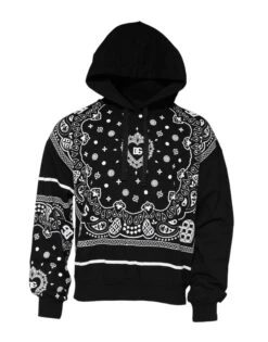 Dolce & Gabbana Black Bandana Hooded Men Sweatshirt Men's Sweater (Pre-Owned)