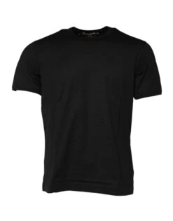 Dolce & Gabbana Black Cotton Logo Print Crew Neck Men's T-shirt