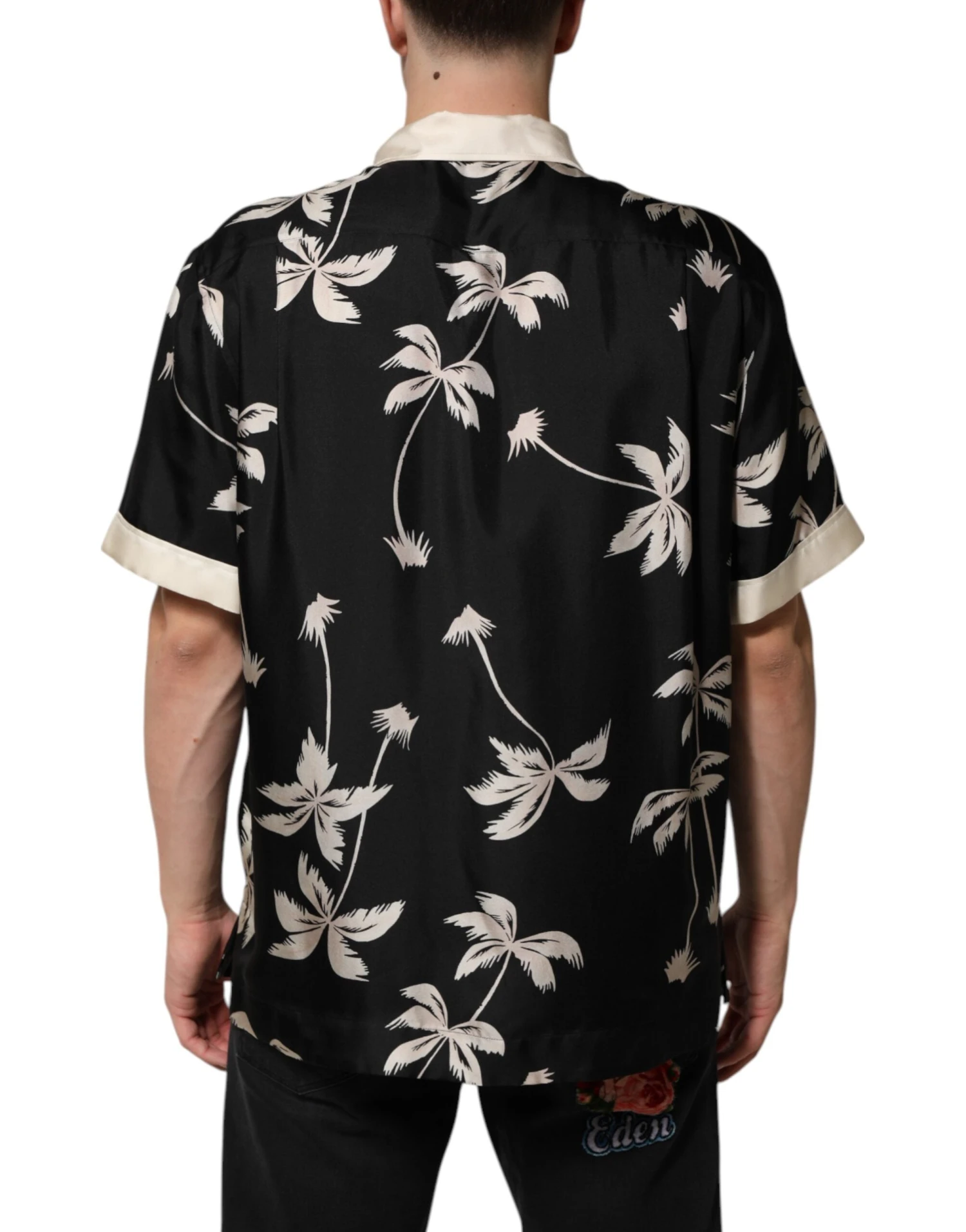 Dolce & Gabbana Black Printed Silk Short Sleeves Casual Men's Shirt (Pre-Owned) 5 Dolce & Gabbana Black Printed Silk Short Sleeves Casual Men's Shirt (Pre-Owned) - Image 3