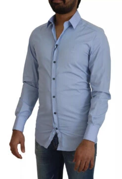 Dolce & Gabbana Light Blue Cotton Slim Fit Dress Men's Shirt (Pre-Owned) 12 Dolce & Gabbana Light Blue Cotton Slim Fit Dress Men's Shirt (Pre-Owned) -Lux Lair Store 8721747