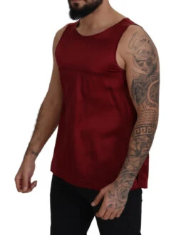 Dolce & Gabbana Red Round Neck Sleeveless Silk Men's T-shirt -Lux Lair Store 8721975