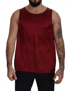 Dolce & Gabbana Red Round Neck Sleeveless Silk Men's T-shirt