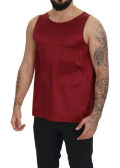 Dolce & Gabbana Red Round Neck Sleeveless Silk Men's T-shirt -Lux Lair Store 8721977