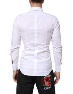 Dolce & Gabbana White GOLD Cotton Long Sleeves Dress Men Men's Shirt (Pre-Owned) -Lux Lair Store 8771412