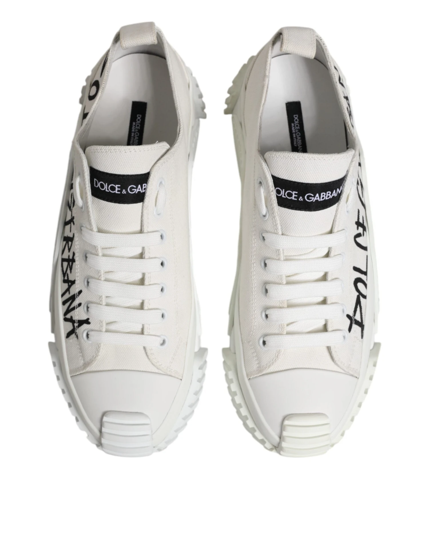Dolce & Gabbana White Logo Graffiti Low Top Sneakers Men's Shoes 6 Dolce & Gabbana White Logo Graffiti Low Top Sneakers Men's Shoes - Image 4