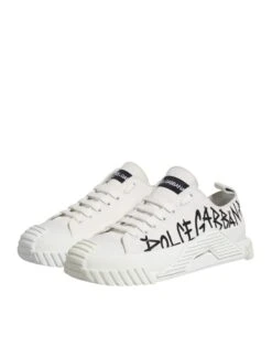 Dolce & Gabbana White Logo Graffiti Low Top Sneakers Men's Shoes 12 Dolce & Gabbana White Logo Graffiti Low Top Sneakers Men's Shoes -Lux Lair Store 8805021