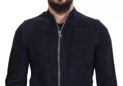 Dolce & Gabbana Dark Blue Suede Lambskin Blouson Men's Jacket (Pre-Owned) -Lux Lair Store 8807600