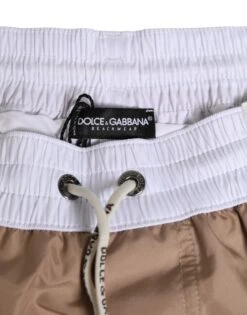 Dolce & Gabbana Brown White Polyester Re-Edition Shorts Men's Swimwear 9 Dolce & Gabbana Brown White Polyester Re-Edition Shorts Men's Swimwear -Lux Lair Store 8946012