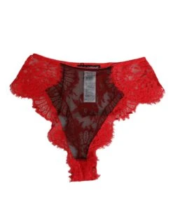 Dolce & Gabbana Red Floral Lace Sheer Briefs Women Women's Underwear