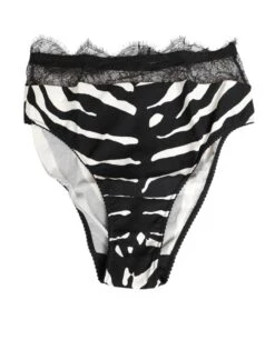 Dolce & Gabbana Black White Zebra Print Lace Trim High Women's Underwear