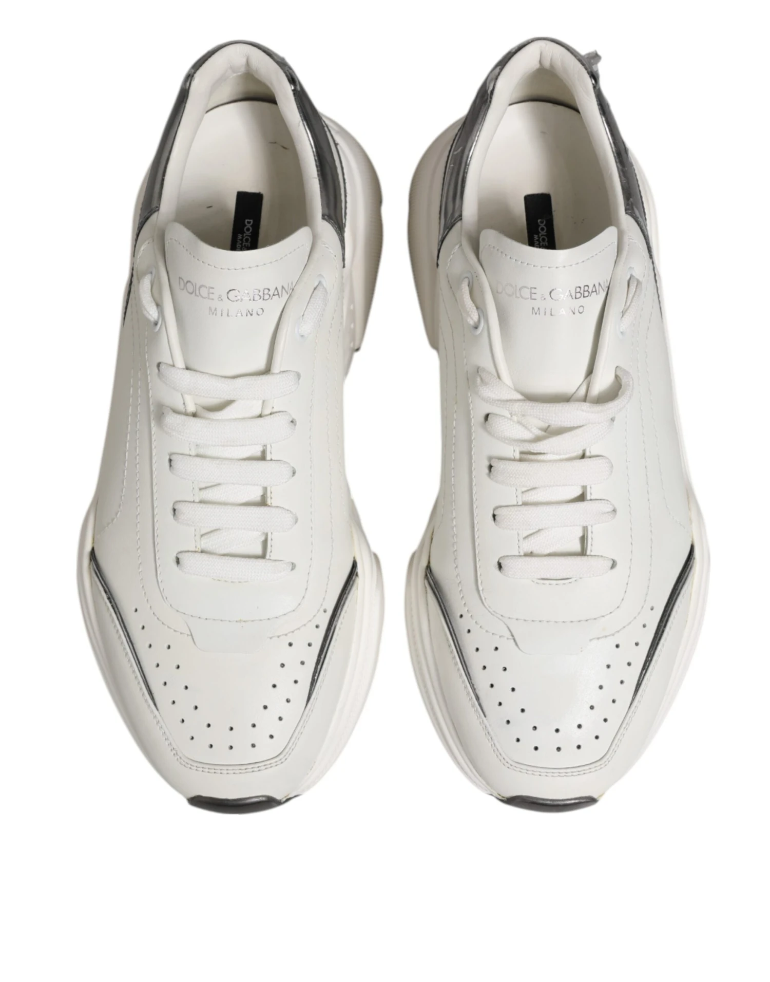 Dolce & Gabbana White Silver DAYMASTER Leather Men Sneakers Men's Shoes (Pre-Owned) 5 Dolce & Gabbana White Silver DAYMASTER Leather Men Sneakers Men's Shoes (Pre-Owned) - Image 3