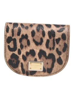 Dolce & Gabbana Brown Leopard Print Calf Leather Small Coin Purse Women's Wallet