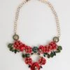 Dolce & Gabbana Red Rose Floral Crystal Embellished Statement Jewelry Women's Necklace -Lux Lair Store 9025593