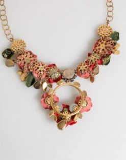 Dolce & Gabbana Red Rose Floral Crystal Embellished Statement Jewelry Women's Necklace -Lux Lair Store 9025596