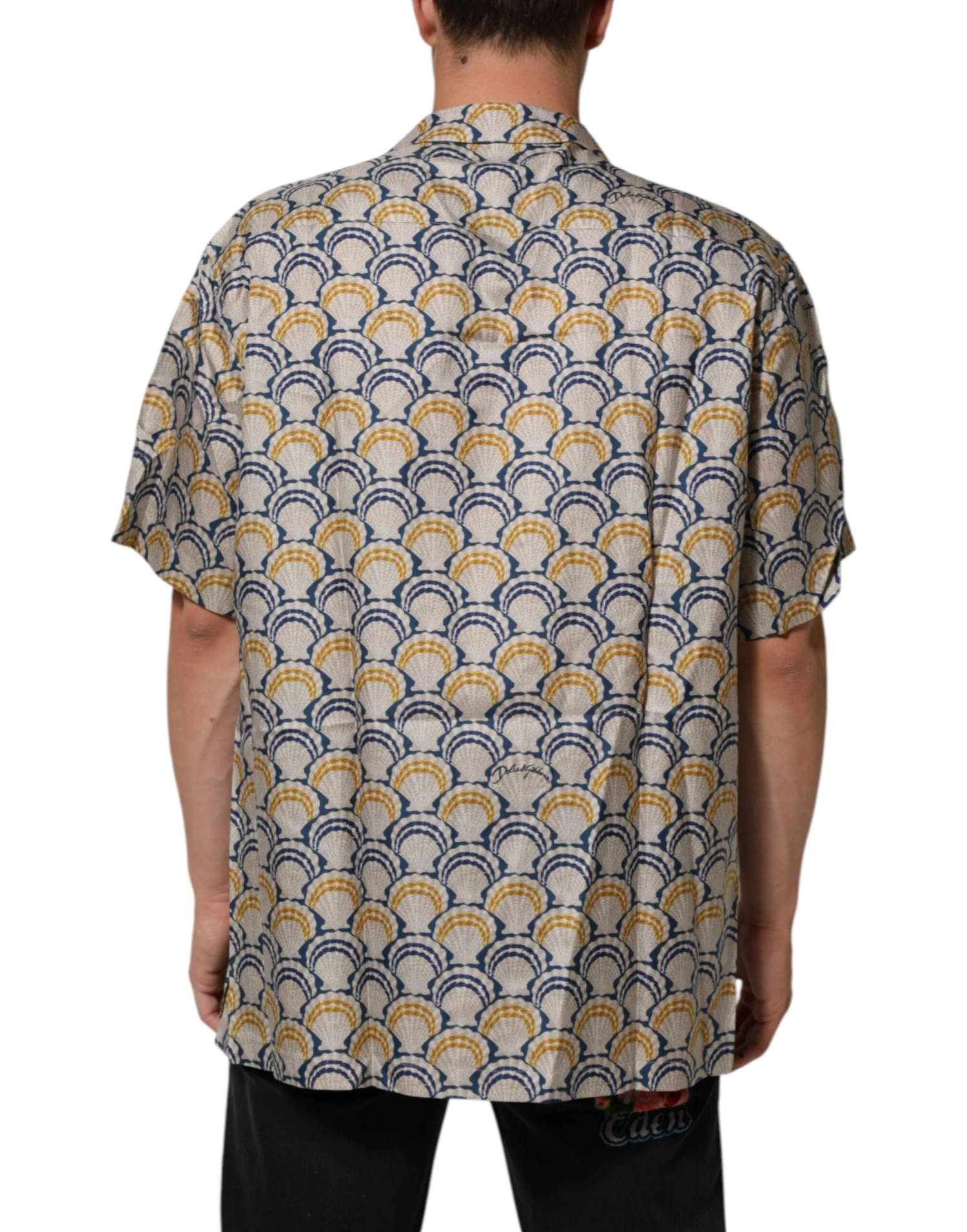 Dolce & Gabbana Cream Cotton Silk Hawaii Scallop Shell Print Men's Shirt 5 Dolce & Gabbana Cream Cotton Silk Hawaii Scallop Shell Print Men's Shirt - Image 3