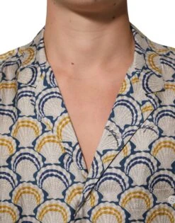 Dolce & Gabbana Cream Cotton Silk Hawaii Scallop Shell Print Men's Shirt 10 Dolce & Gabbana Cream Cotton Silk Hawaii Scallop Shell Print Men's Shirt -Lux Lair Store 9045201