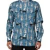 Dolce & Gabbana Blue Jazz Printed Cotton Button Front Men's Shirt -Lux Lair Store 9045245