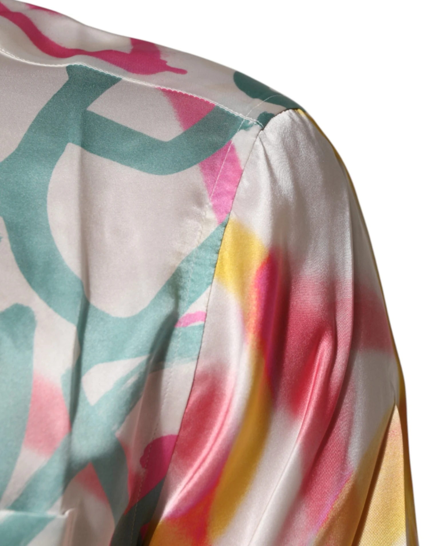 Dolce & Gabbana White Silk Hawaiian Graffiti Print Men Casual Men's Shirt 6 Dolce & Gabbana White Silk Hawaiian Graffiti Print Men Casual Men's Shirt - Image 4