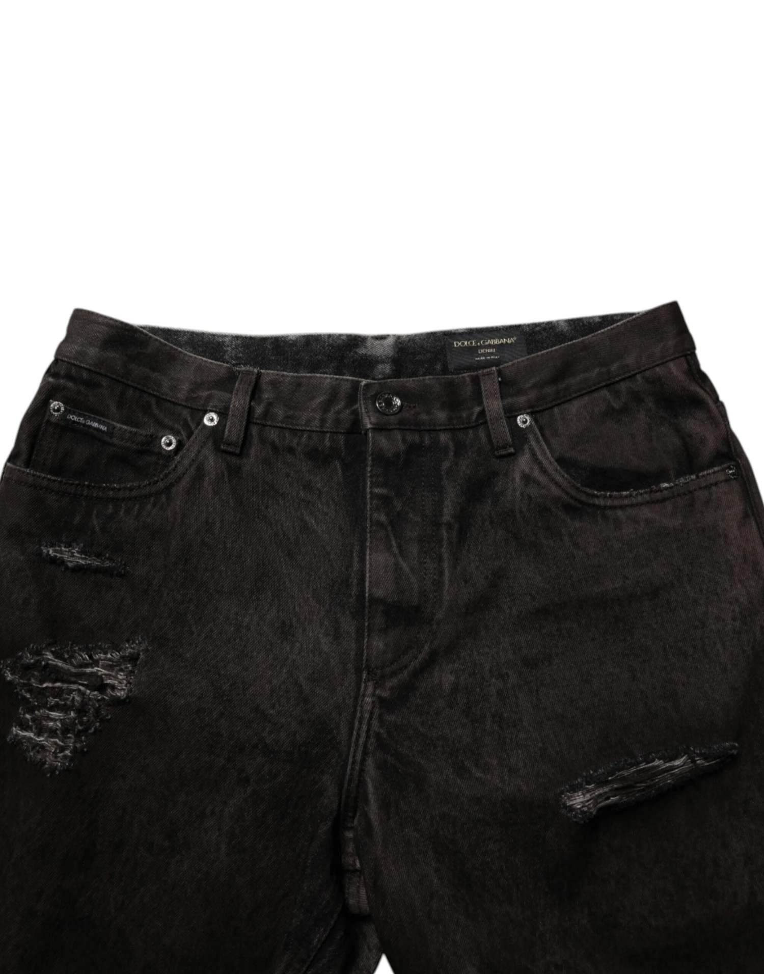 Dolce & Gabbana Black Cotton Tattered Denim Men Bermuda Men's Short 6 Dolce & Gabbana Black Cotton Tattered Denim Men Bermuda Men's Short - Image 4