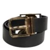 Dolce & Gabbana Black Leather Gold Silver Coin Buckle Men's Belt 1 Dolce & Gabbana Black Leather Gold Silver Coin Buckle Men's Belt -Lux Lair Store 9190329