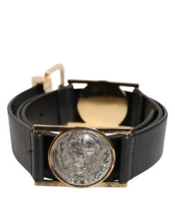 Dolce & Gabbana Black Leather Gold Silver Coin Buckle Men's Belt 9 Dolce & Gabbana Black Leather Gold Silver Coin Buckle Men's Belt -Lux Lair Store 9190331
