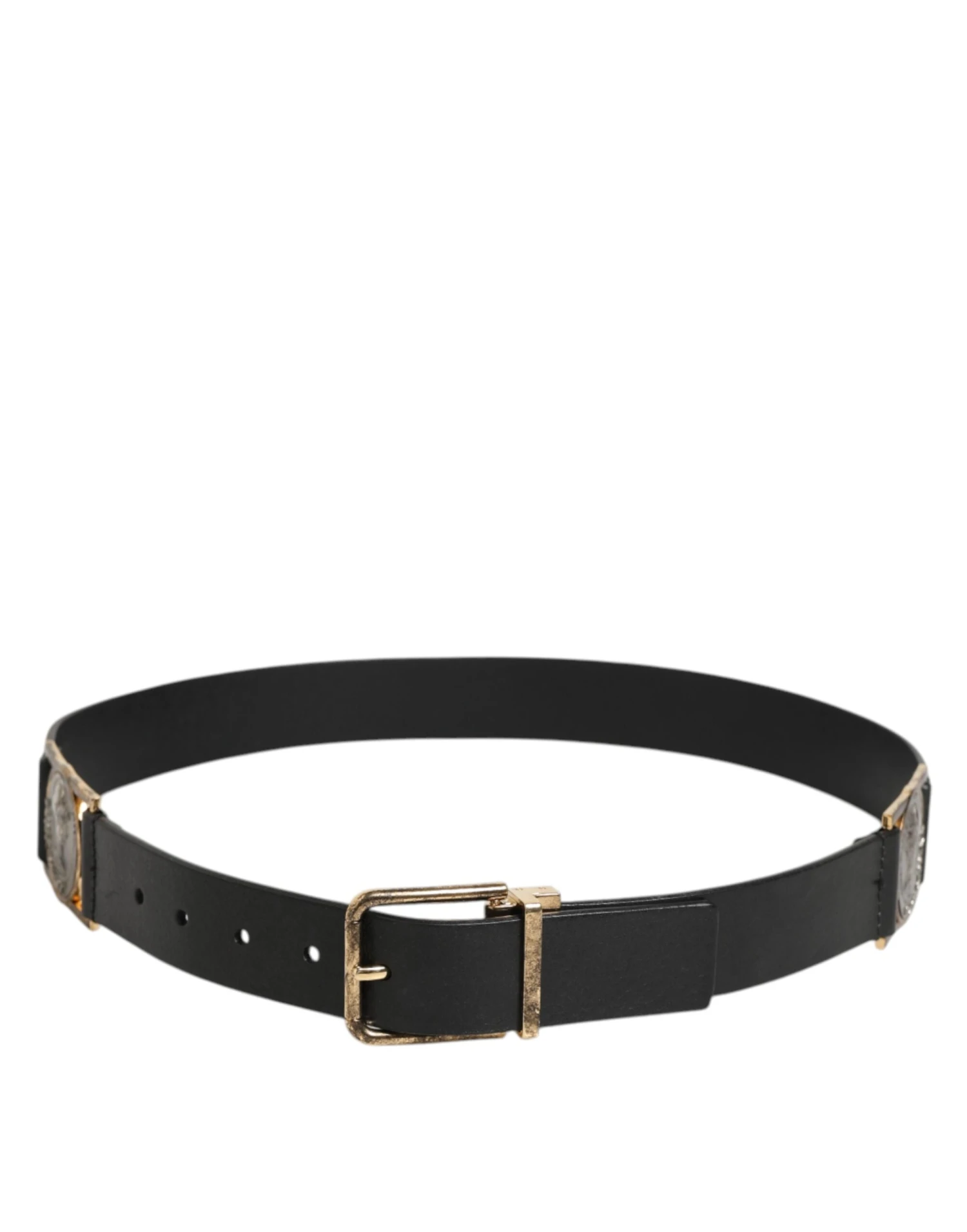 Dolce & Gabbana Black Leather Gold Silver Coin Buckle Men's Belt 7 Dolce & Gabbana Black Leather Gold Silver Coin Buckle Men's Belt - Image 5