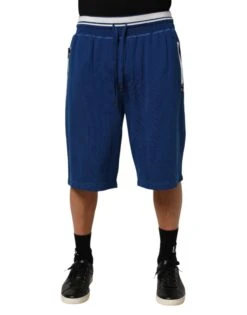 Dolce & Gabbana Blue Cotton Blend Bermuda Sweatpants Men's Shorts