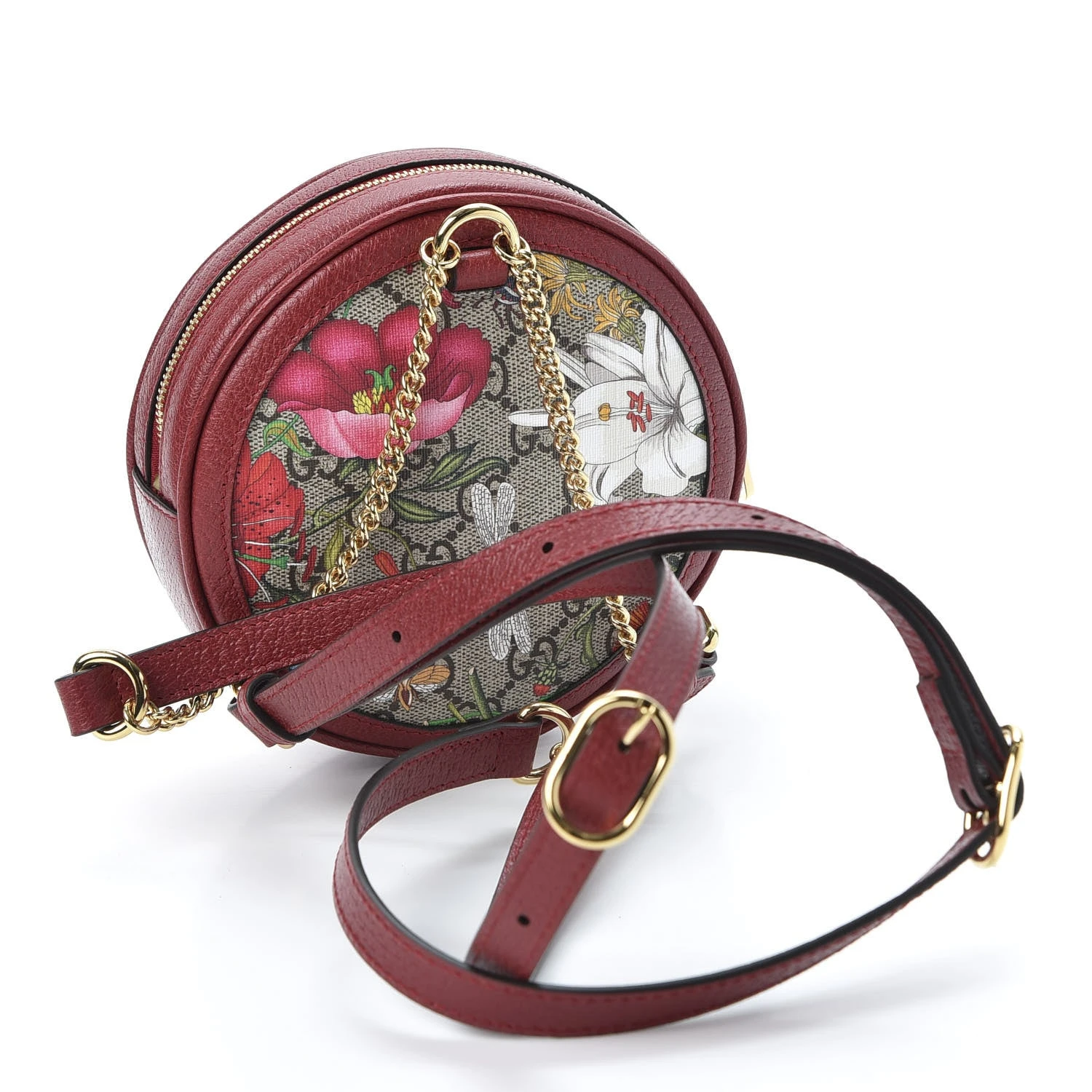 Gucci GG Supreme Monogram Web Flora Mini Ophidia Round Backpack Red 5 Gucci GG Supreme Monogram Web Flora Mini Ophidia Round Backpack Red - Image 3