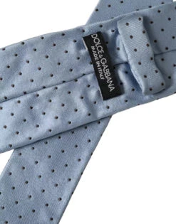 Dolce & Gabbana Light Blue Polka Dot Silk Adjustable Men Men's Tie -Lux Lair Store kra3340 4