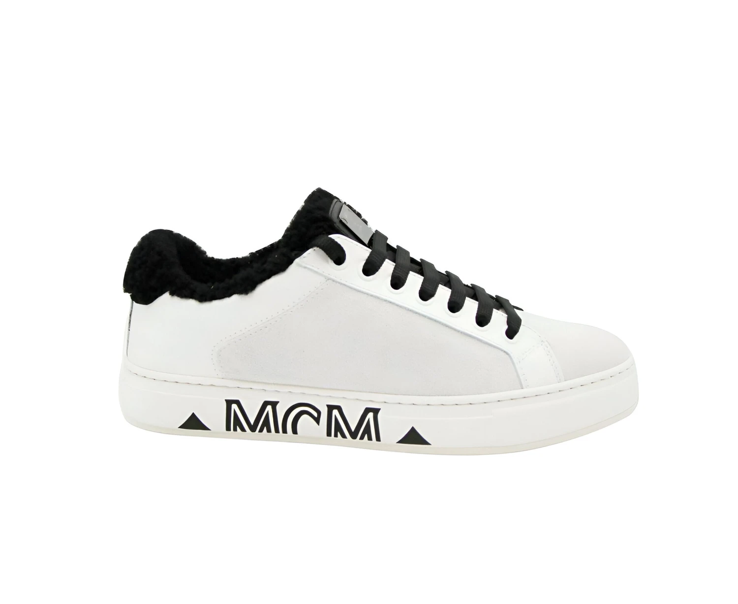MCM Women's White Milano Suede Black Shearling Low Top Sneaker (37 EU / 7 US) 5 MCM Women's White Milano Suede Black Shearling Low Top Sneaker (37 EU / 7 US) - Image 3