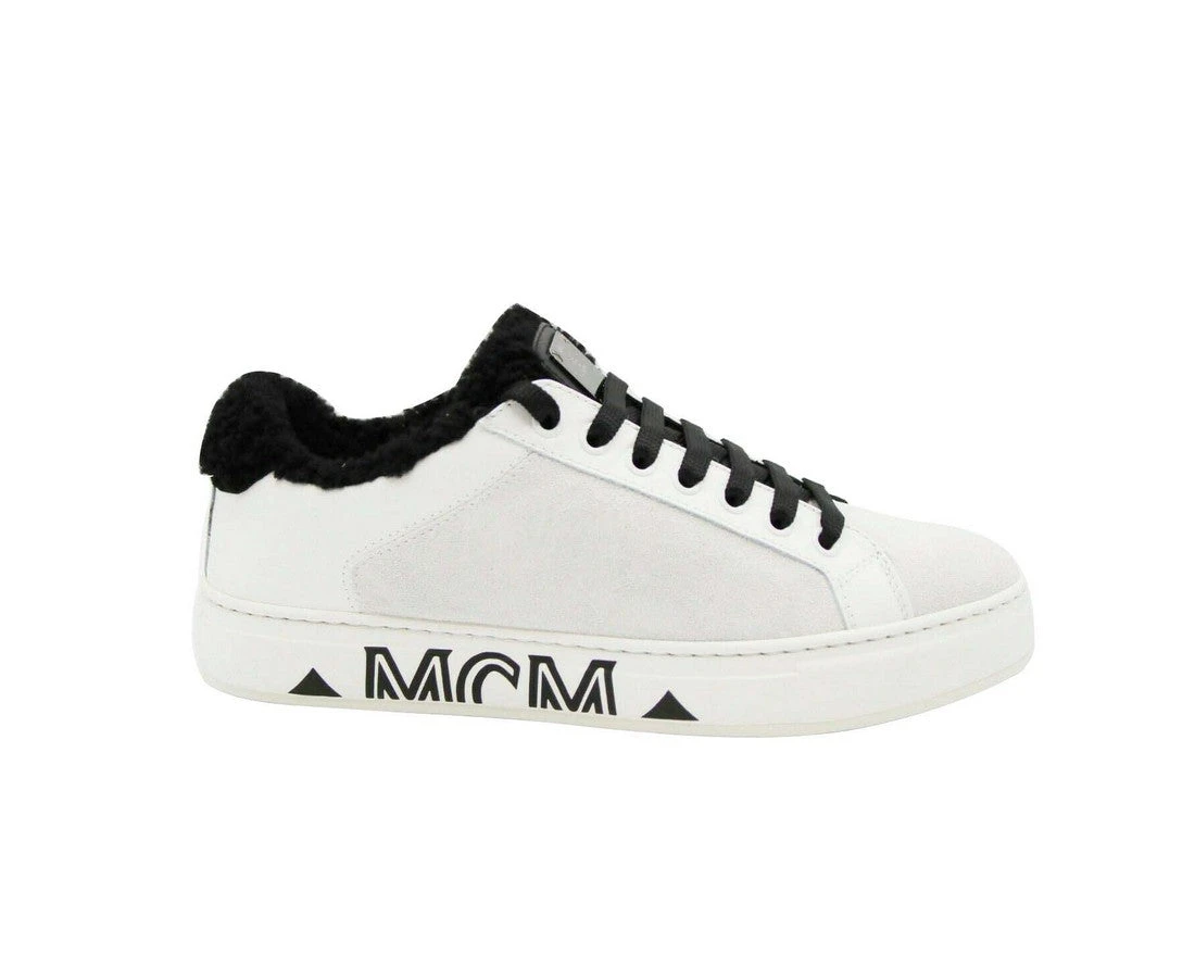 MCM Women's White Milano Suede Black Shearling Low Top Sneaker MES9ADA02WT (40 EU / 10 US) 5 MCM Women's White Milano Suede Black Shearling Low Top Sneaker MES9ADA02WT (40 EU / 10 US) - Image 3