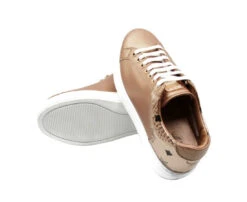 MCM Women's Rose Gold Leather Low Top Sneakers MES9AMM00TC -Lux Lair Store mes9amm00tc rosegold 36 6 c5d20880 d802 4d1e 8485 61697812c76e