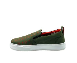 MCM Men's Moss Green Orange Logo Leather Slip On Sneaker (41 EU / 8 US) -Lux Lair Store mex9amm61g8 green 41 3