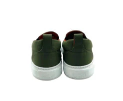 MCM Men's Moss Green Orange Logo Leather Slip On Sneaker (41 EU / 8 US) -Lux Lair Store mex9amm61g8 green 41 5