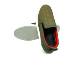 MCM Men's Moss Green Orange Logo Leather Slip On Sneaker (41 EU / 8 US) -Lux Lair Store mex9amm61g8 green 41 6