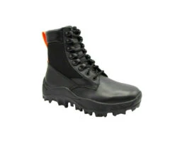 MCM Men's Black Leather Reflective Patch With Orange Pull Boots MEX9ARA18BK