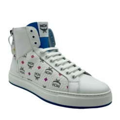 MCM Men's White Leather Rainbow Spectrum Hi Top Sneaker