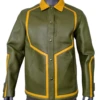 MCM Men's Winter Moss Green Leather Stripes Bomber Jacket MHJ9ARA39G8 52 IT / 42 US -Lux Lair Store mhj9ara39g8 1 1bbc2528 22ee 4cdf a12a 7754408991d7