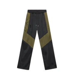 MCM Men's Black Straight Sweatpants With Olive Green Mesh MHP9ADA87BK (Regular; XL)