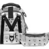MCM Men's Jemison Silver Coated Canvas Small 2 In 1 Backpack Belt Bag Muk9sjv23sb001 -Lux Lair Store muk9sjv23sb001 1